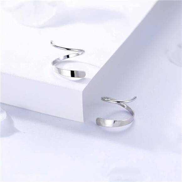 925 SterlingSilver Minimalist Crawler Earrings Wrap Cuff Earrings For Women Teen - Picture 4 of 7